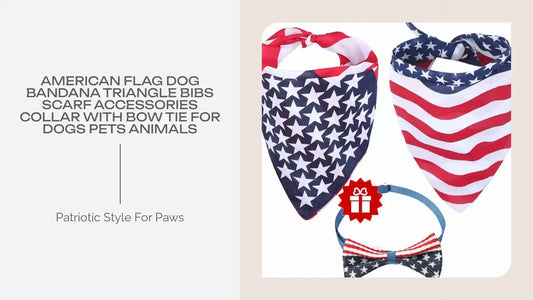 American Flag Dog Bandana Triangle Bibs Scarf Accessories Collar with Bow Tie for Dogs Pets Animals by@Outfy