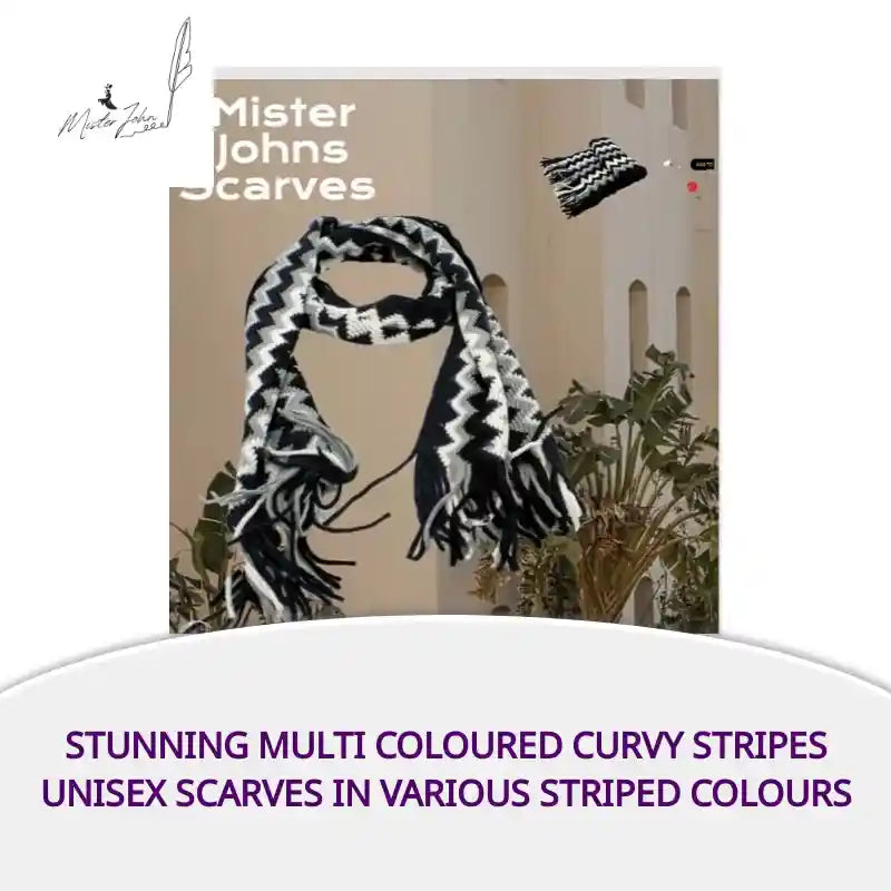 Stunning Multi coloured curvy stripes Unisex Scarves in Various striped Colours by@Outfy