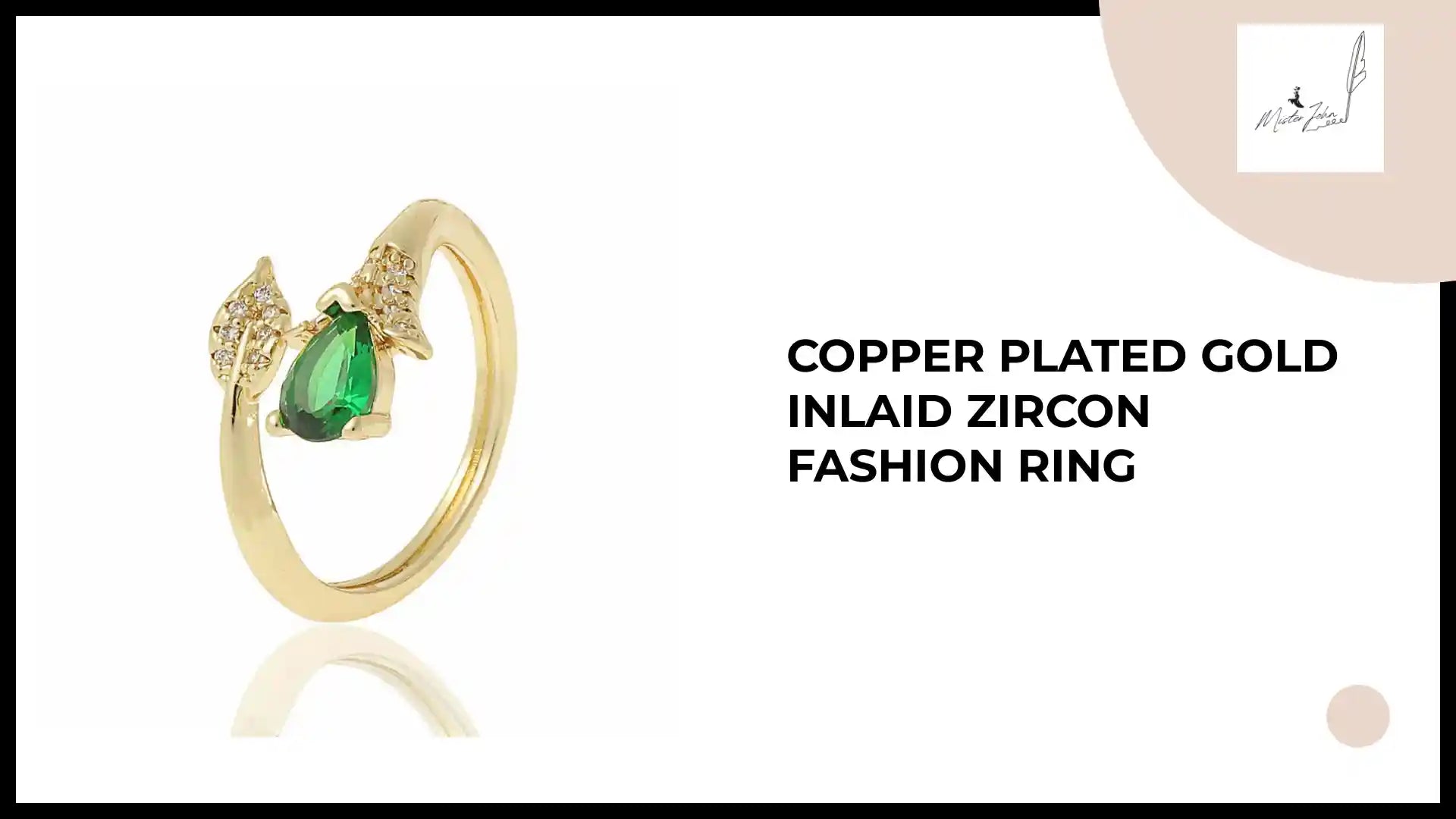 Copper Plated Gold Inlaid Zircon Fashion Ring by@Outfy