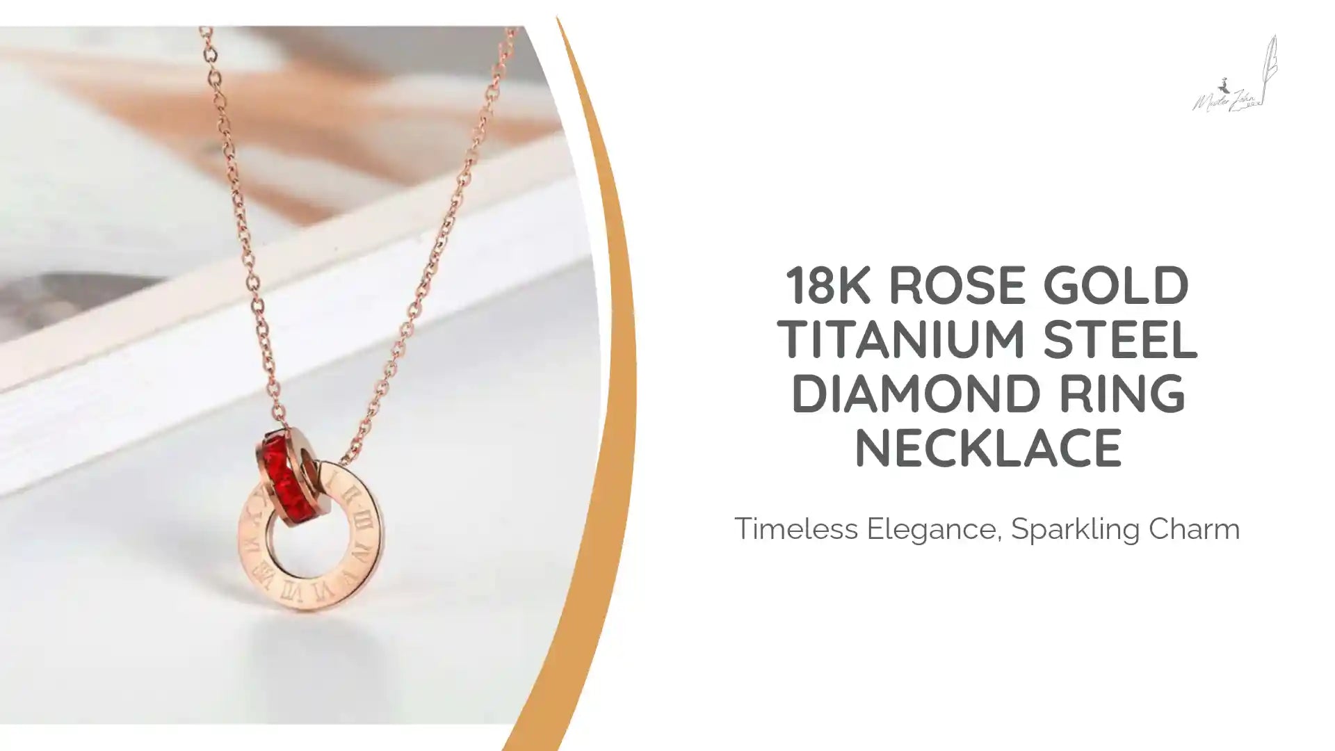 18K Rose Gold Titanium Steel Diamond Ring Necklace by@Outfy