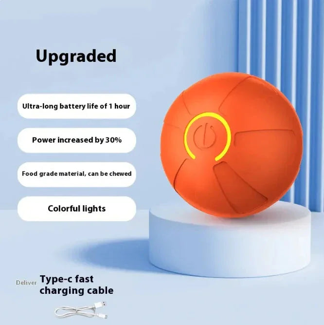 Orange electric jumping ball dog toy with LED light
