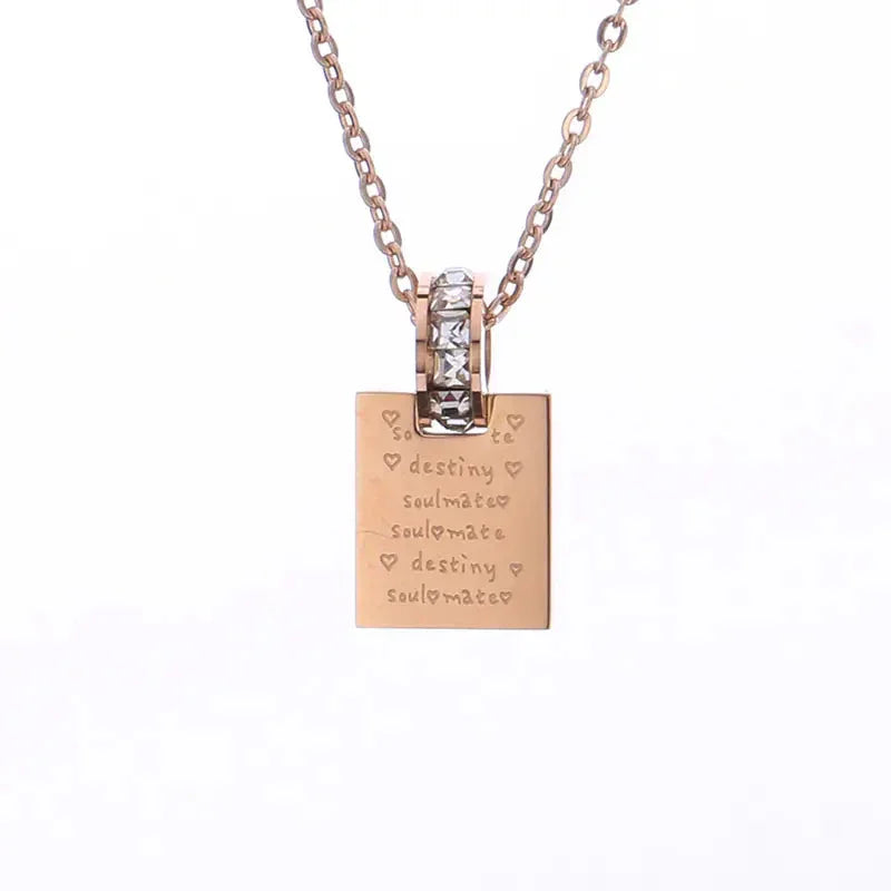 18K Rose Gold Plated Titanium Steel Letter Necklace - Johns Direct