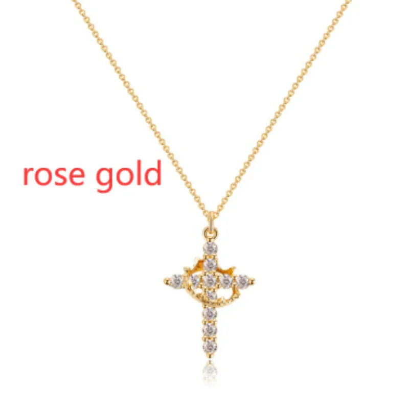 Rotatable Cross Crown Necklace - Johns Direct