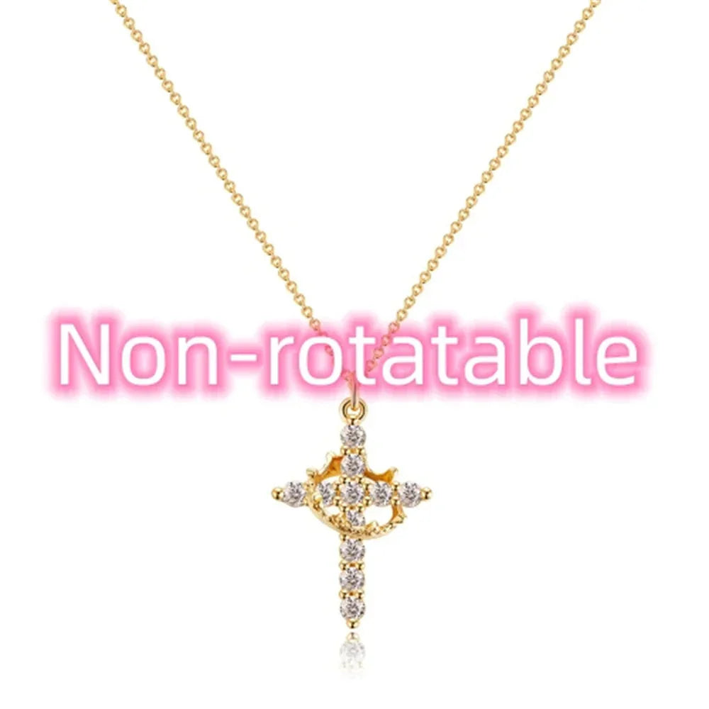 Rotatable Cross Crown Necklace - Johns Direct